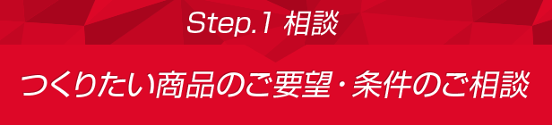 Step.1 相談:つくりたい商品のご要望・条件のご相談